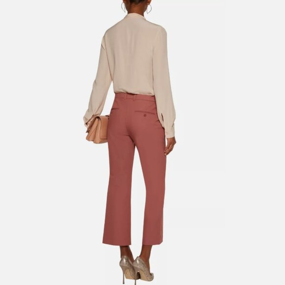 THEORY Hartsdale Straight Cropped Dress Pants Deep Rose Womens 10 Quiet Luxury - Picture 2 of 6